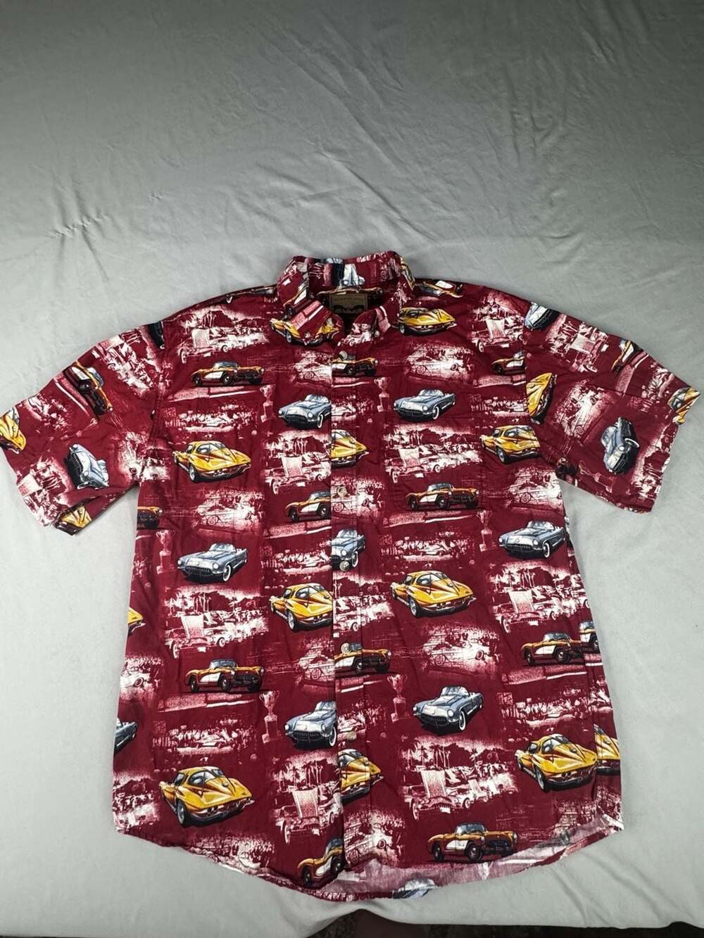 Buckhorn River Classic Cars Short Sleeve Button Up Shirt XL Red